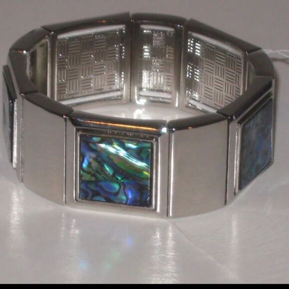 LIA SOPHIA PACIFIC BRACELET - GENUINE ABALONE GORGEOUS NWT 3" - Picture 4 of 11